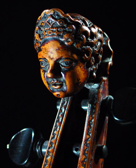 Viola da gamba head from pardessus, French, 18th c.