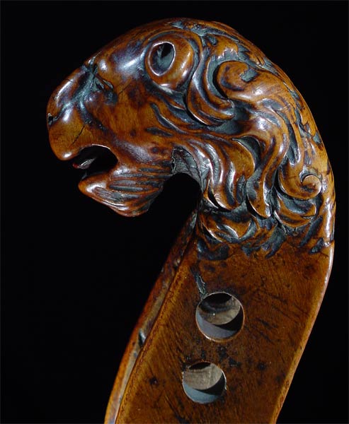 Vioa da gamba head from pardessus, French, 18th c.